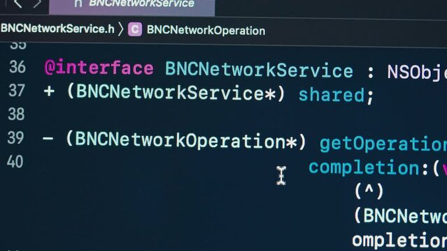 Coding UX UI script text on screen, HTML5 in editor for website development, Close up Macro of Programming code software developer. 