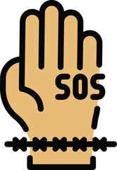 People sos icon outline vector. Phone alarm. Help lifebuoy color flat