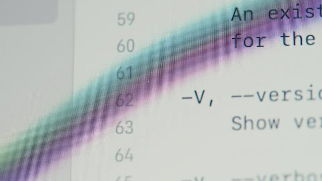 Coding UX UI script text on screen, HTML5 in editor for website development, Close up Macro of Programming code software developer. 