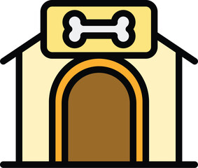 Fototapeta premium Bone dog kennel icon outline vector. Puppy house. Pet doghouse color flat