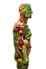 Fototapeta na wymiar Human body is made from vegetables. white background. professional photography PNG