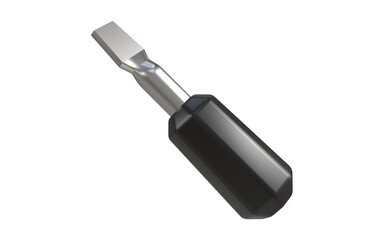 The 3d screwdriver icon is highlighted on a transparent background. The concept of repair in cartoon style. A professional tool. A tool for maintenance.