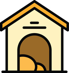 Dog boarding icon outline vector. Pet house. Doghouse hut color flat