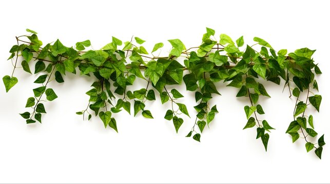 Climbing Plant 3D Illustration of Creeper Ivy Plant Isolated on White Background for Wall Decoration. Generative AI