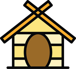 Roof dog kennel icon outline vector. Pet house. Doghouse hut color flat