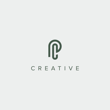 Alphabet letter PC CP logo design template - vector.