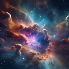 Obraz na płótnie Canvas Boiling Nebula: Dazzling Colors in Space Generative AI