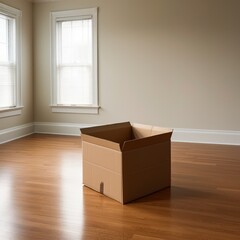 cardboard box in empty room