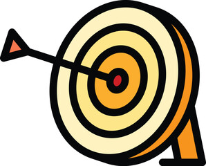 Target hit icon outline vector. Dart arrow. Goal focus color flat