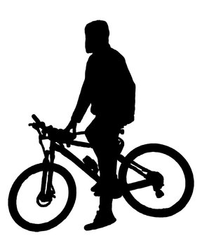 Man standing on bicycle isolated graphic