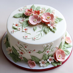 cake with rose petals - Generative AI