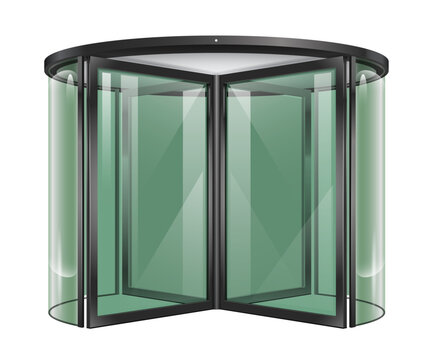Revolving round door shopping center
