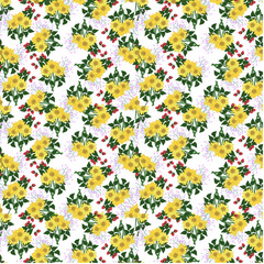 Seamless floral pattern with sunflowers