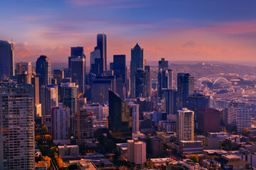 Fototapeta na wymiar Seattle skyline in Seattle Washington, USA