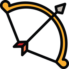 Weapon bow icon outline vector. Archery arrow. Acher longbow color flat