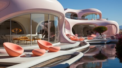 Modern Futuristic House with large Windows. Generative AI