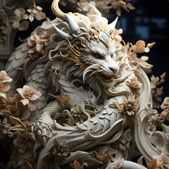 Pretty and coquettish Gold Tradition Chinese Ink. AI Generated