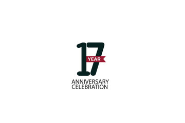 17th, 17 years, 17 year anniversary celebration dark green Line. logotype isolated on White background for celebration, invitation card, and greeting card-Vector
