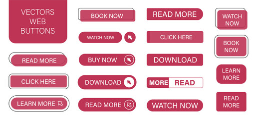 Download. Watch now. Click here. Set of vector modern web buttons in modern color