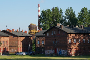Kaufhaus – historic workers' housing estate. Ruda Slaska, Poland. - obrazy, fototapety, plakaty