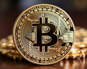 Fototapeta na wymiar coin crypto bitcoin closeup photo