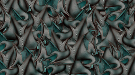 Background 3d shapes and textures in dark green parallel lines digital art