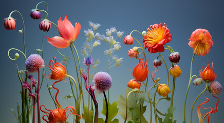 Obraz premium beautiful different flowers unusual bouquet