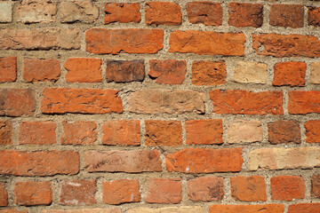 close orange brick wall. Wall background. Space for copy. For the record