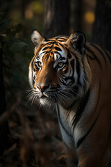 Fototapeta premium a standing tiger. Generative AI.