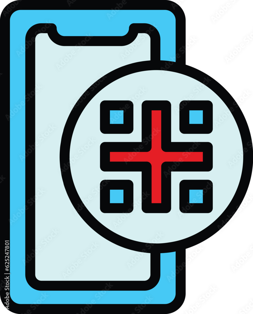 Poster phone scanner icon outline vector. qr code. mobile scan color flat