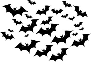 Obraz na płótnie Canvas Bats in Flight A flock of bats soaring through the night sky, Illustration Generative AI