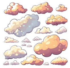 Möbelaufkleber set of clouds, cartoon style, vector illustration © mit