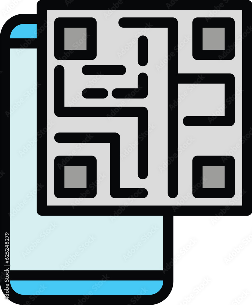 Poster smartphone barcode icon outline vector. phone code. qr scan color flat
