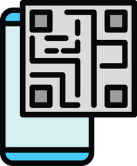 Smartphone barcode icon outline vector. Phone code. Qr scan color flat