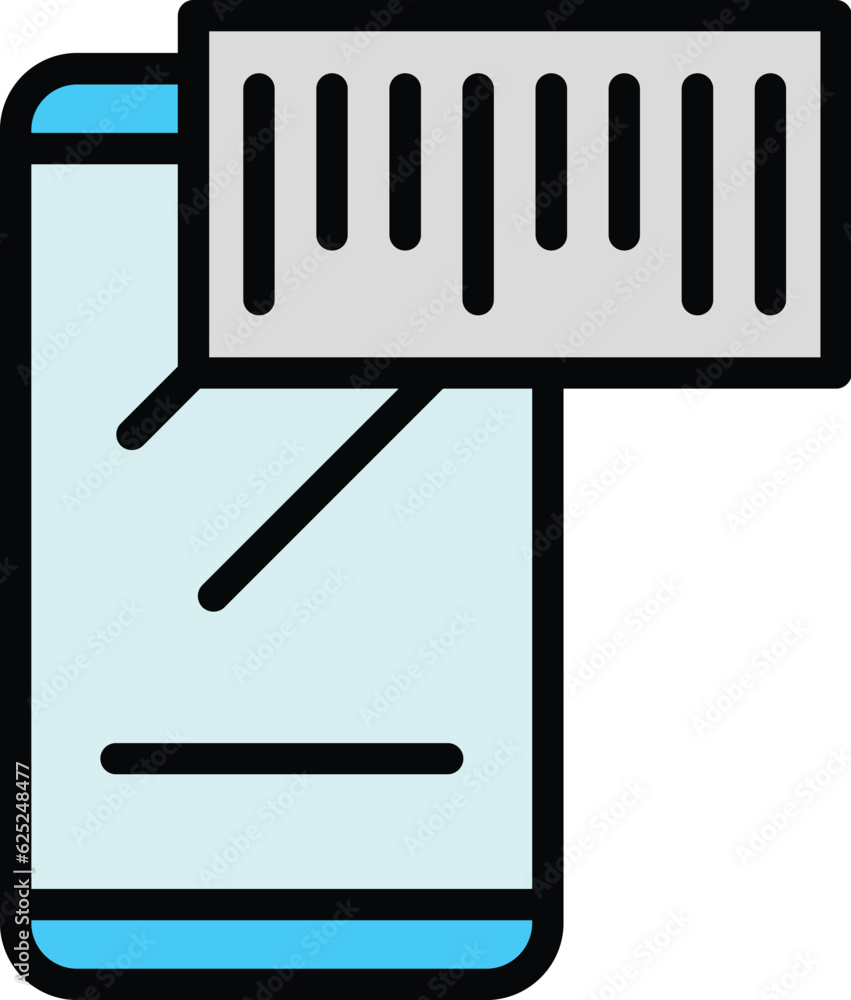 Poster mobile qr code icon outline vector. phone scan. web scanner color flat