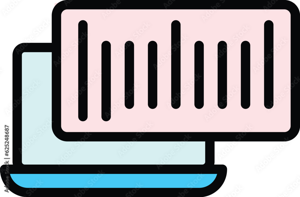 Poster computer barcode icon outline vector. code scanner. scan bar color flat