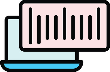 Computer barcode icon outline vector. Code scanner. Scan bar color flat