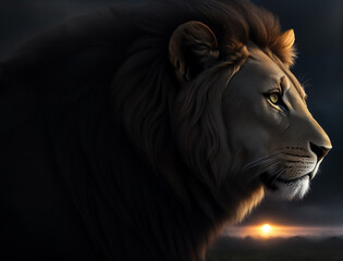 Beautiful lion portrait, generative ai