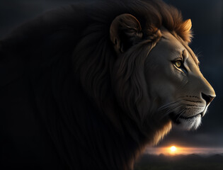 Fototapeta premium Beautiful lion portrait, generative ai