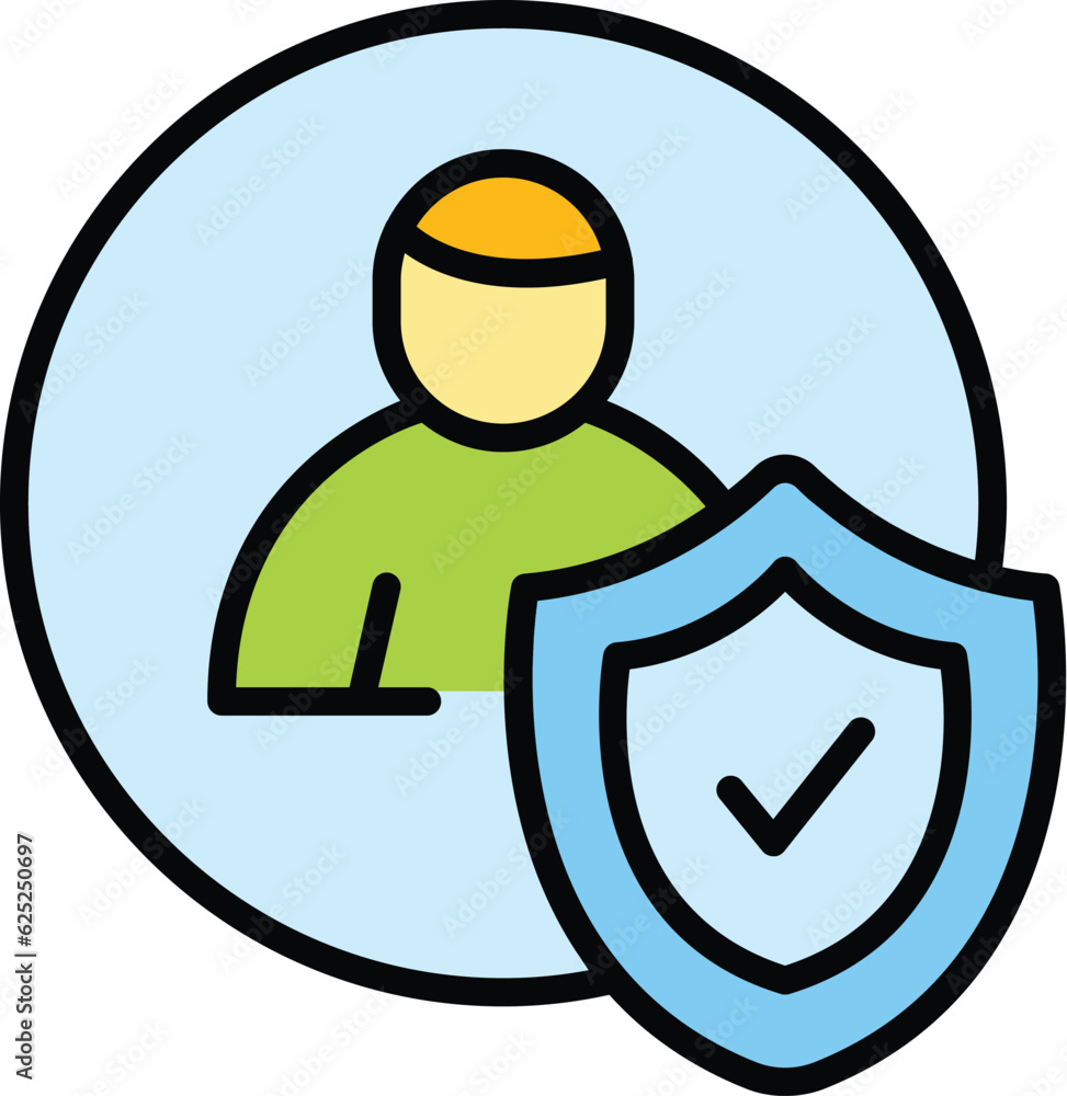 Poster personal privacy icon outline vector. private user. protect data color flat