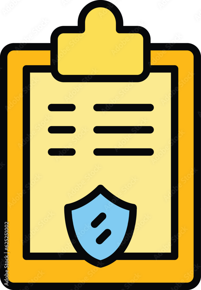 Poster secured file icon outline vector. document lock. data secure color flat