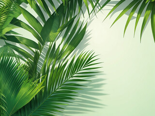 Fototapeta na wymiar Palm leaves and monstera leaves isolated on white background
