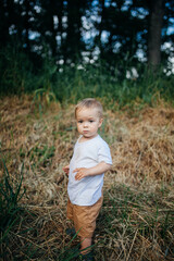 little child sitting on the grass