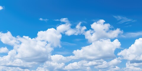 Fototapeta premium Beautiful bright blue sky with light white clouds. Generative AI