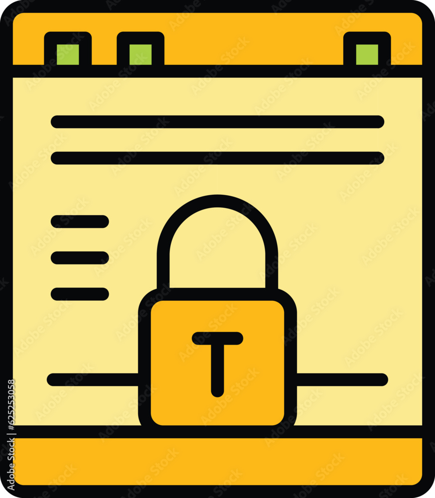 Poster internet privacy icon outline vector. data information. secure lock color flat