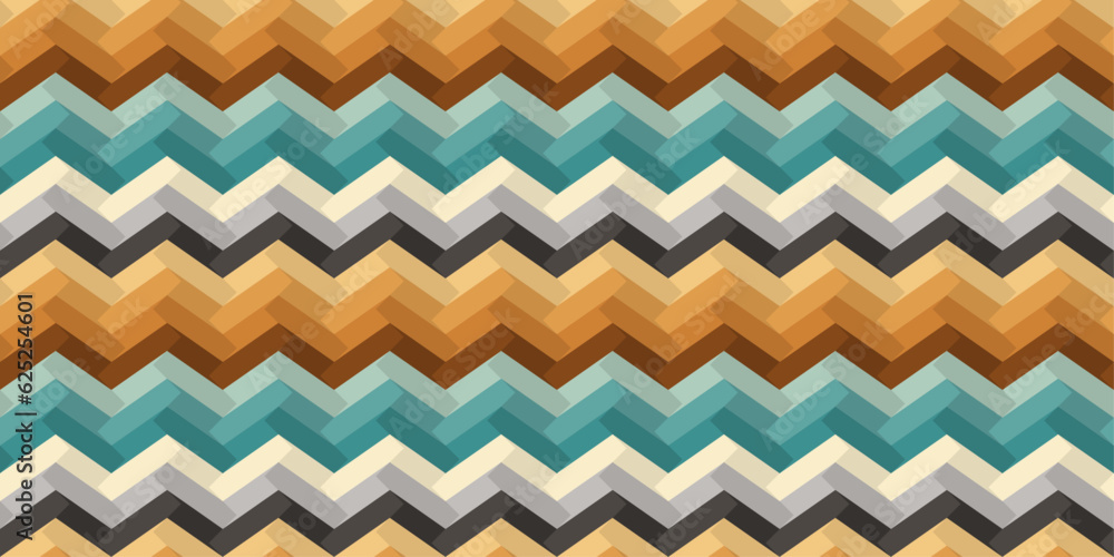 Aufkleber 3D stripes running horizontally like a curved wall. For printing and applying to seamless surfaces such as wallpaper or packaging. Vector seamless paper pattern. Paper seamless pattern.