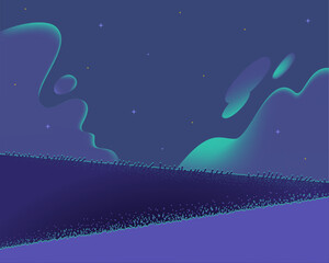Night countryside background with stars.