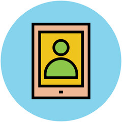 A tablet user flat round icon