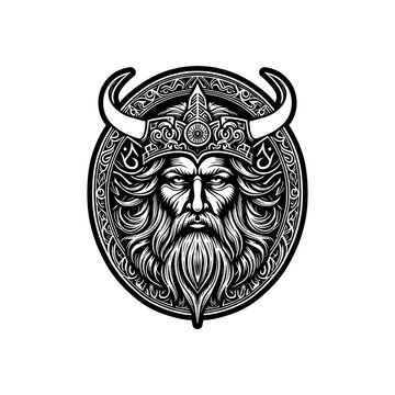 Viking king face portrait. vector illustration isolated on white background