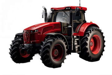Red Tractor Isolated on Transparent Background. AI